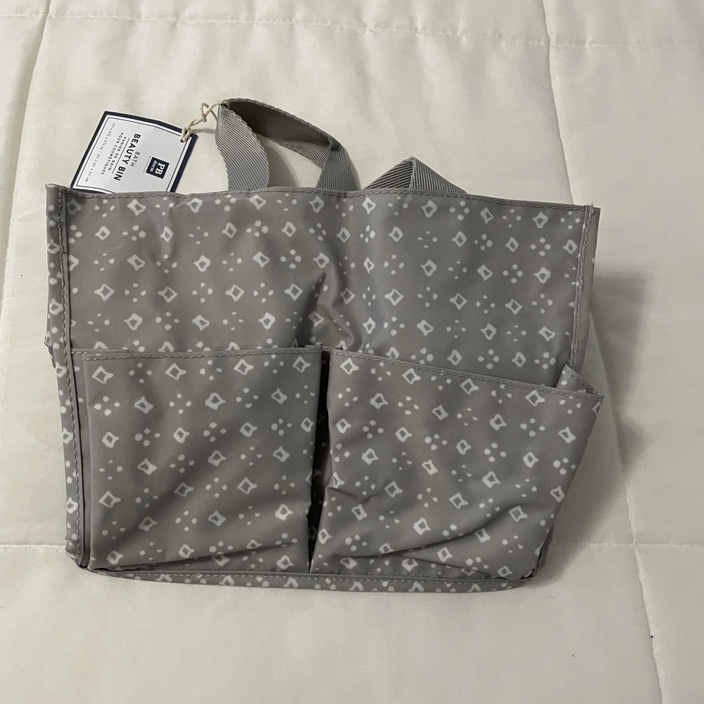 Pottery Barn Bath Beauty Bin. Gray/White Pattern View 2